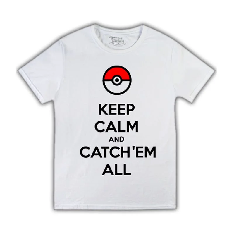 сублимационные футолки: Keep calm and catch them all white